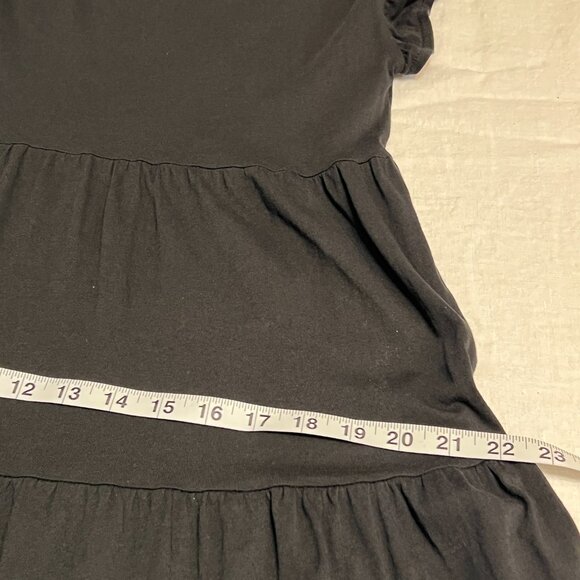 J. Crew Black Tiered Ruffle Sleeve Dress Cotton Size S Casual Summer Dress - Picture 7 of 8